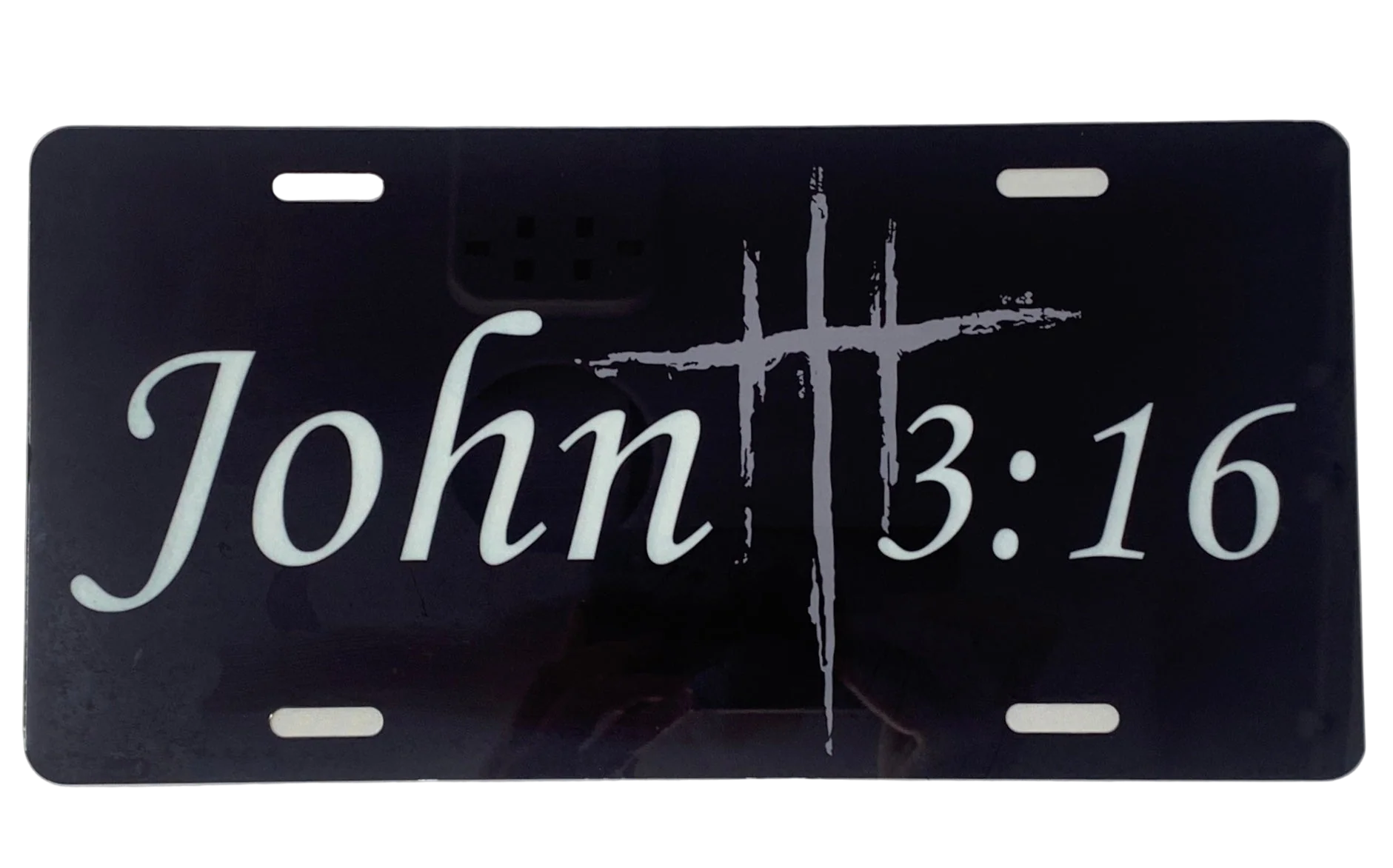 Black John 3:16 License Plate