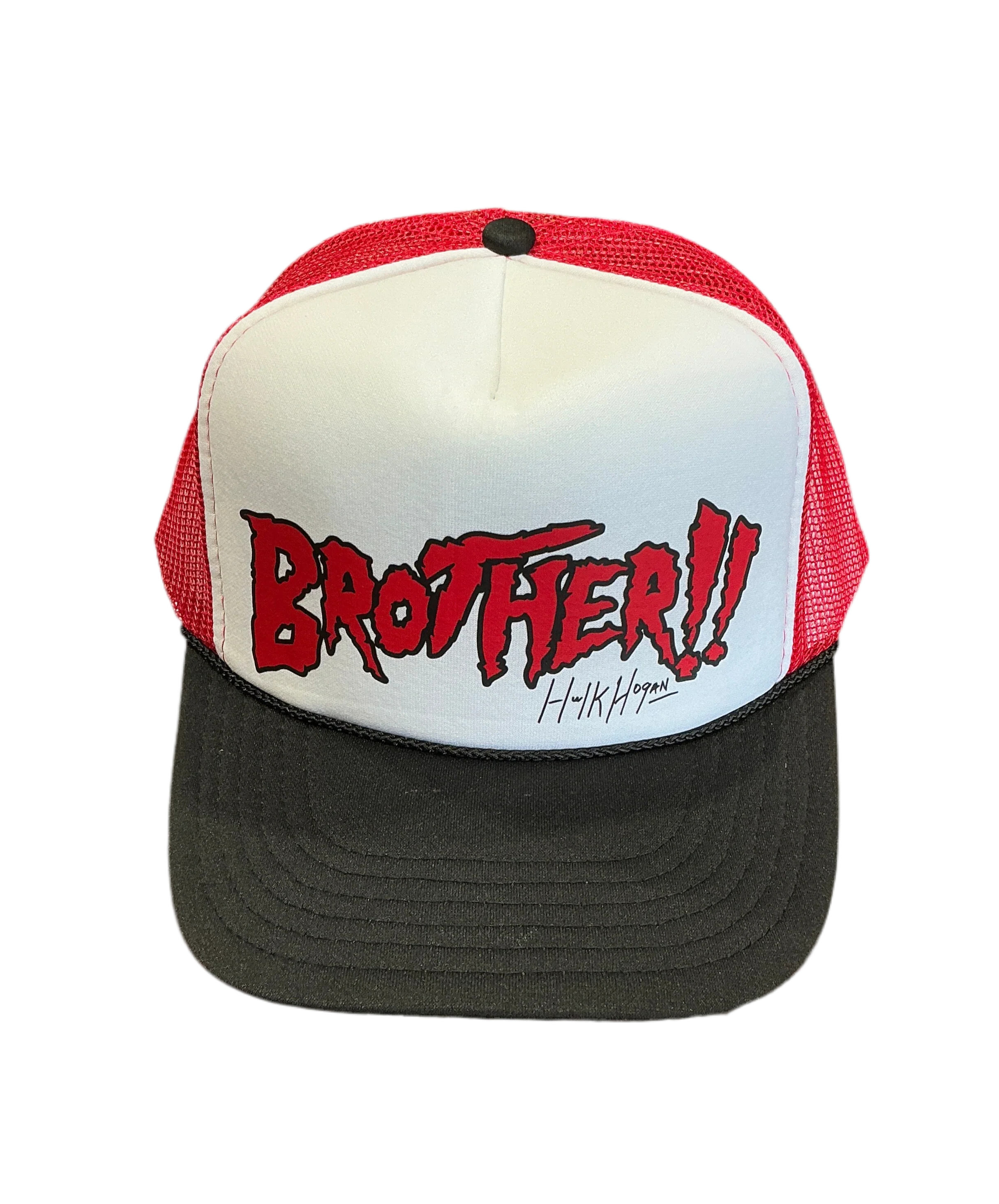 Black/White/Red Brother!! Red/Black Letters Trucker Hat - Image 2
