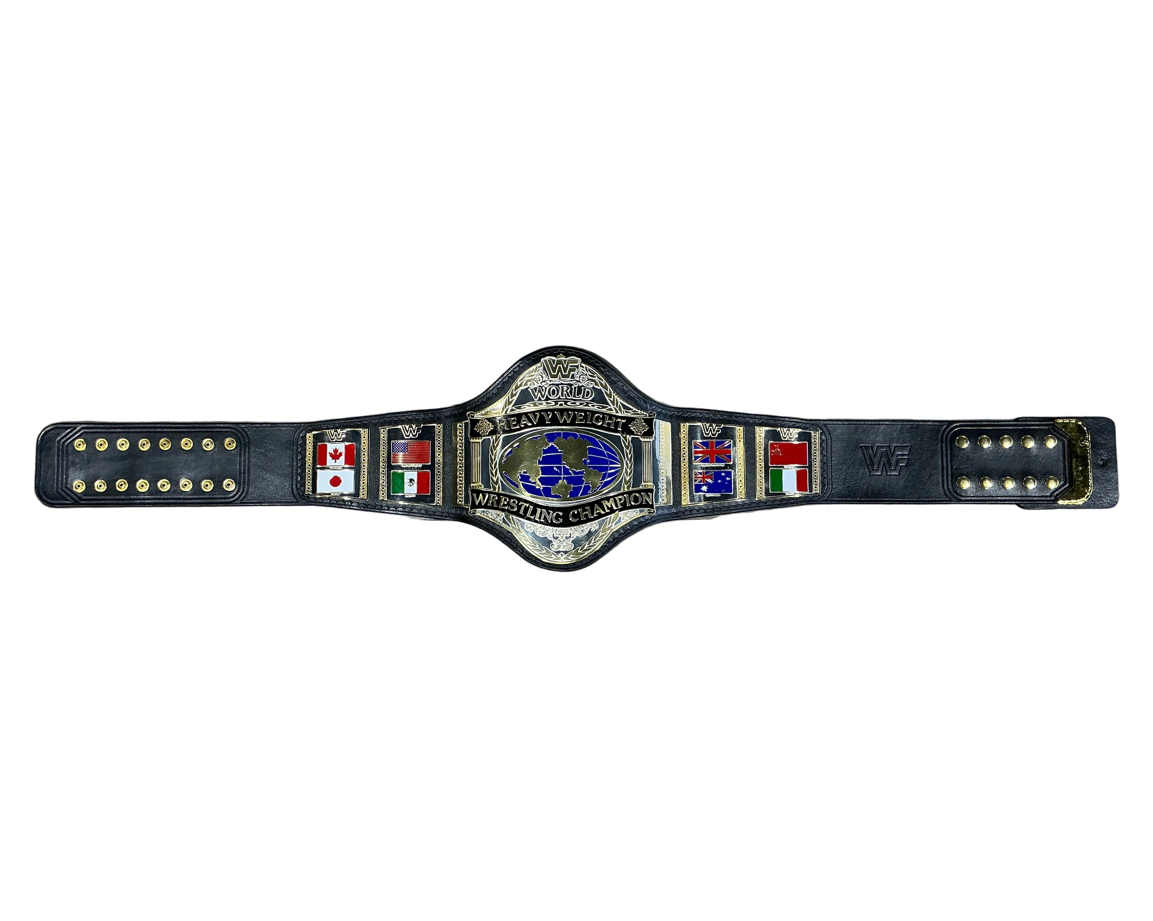 WWF 1986 World Heavyweight UNSIGNED Brass Full Leather Replica Belt - Image 2