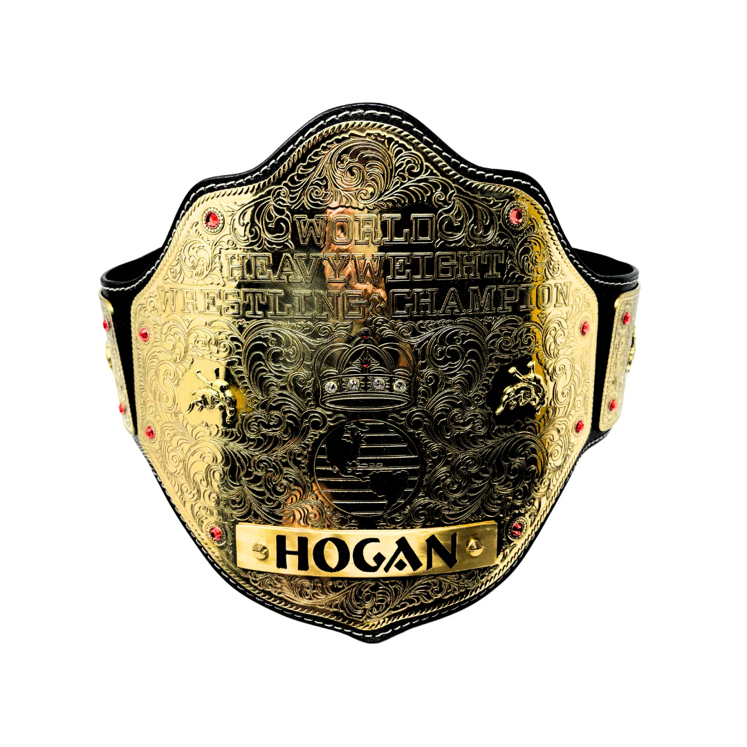 Brass Big Gold Full Leather Replica Title Belt UNSIGNED