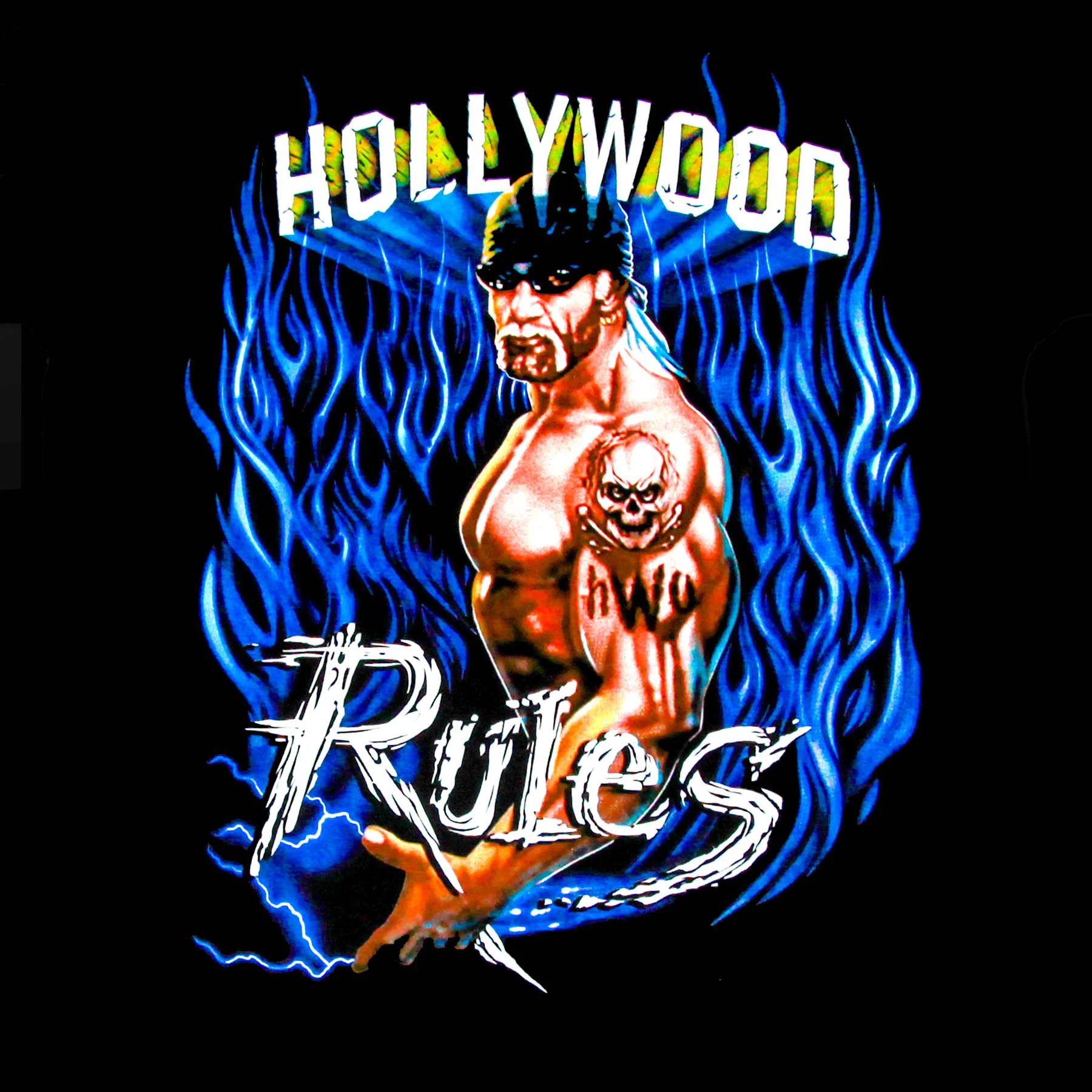 Blue Flame Hollywood Rules Adult T-Shirt - Image 2