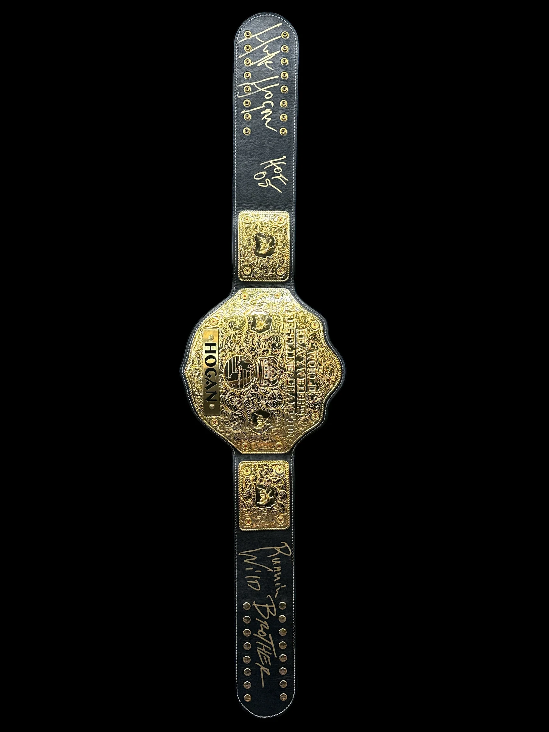 Hulk Hogan Autographed 24kt full leather Big Gold Title belt - Image 2