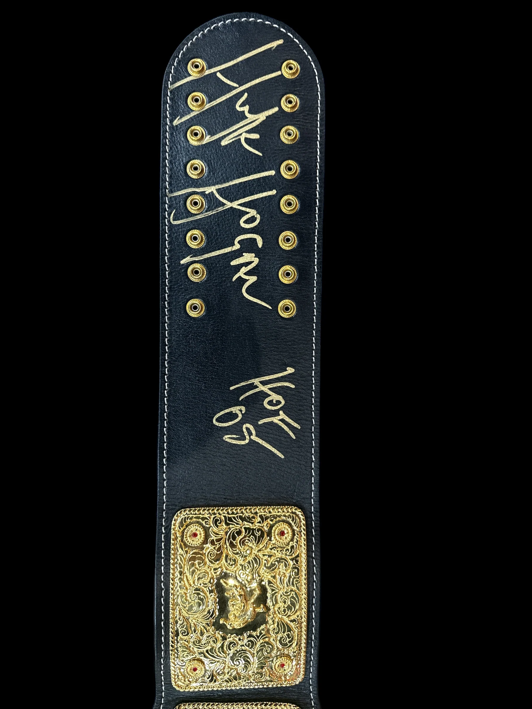Hulk Hogan Autographed 24kt full leather Big Gold Title belt - Image 3