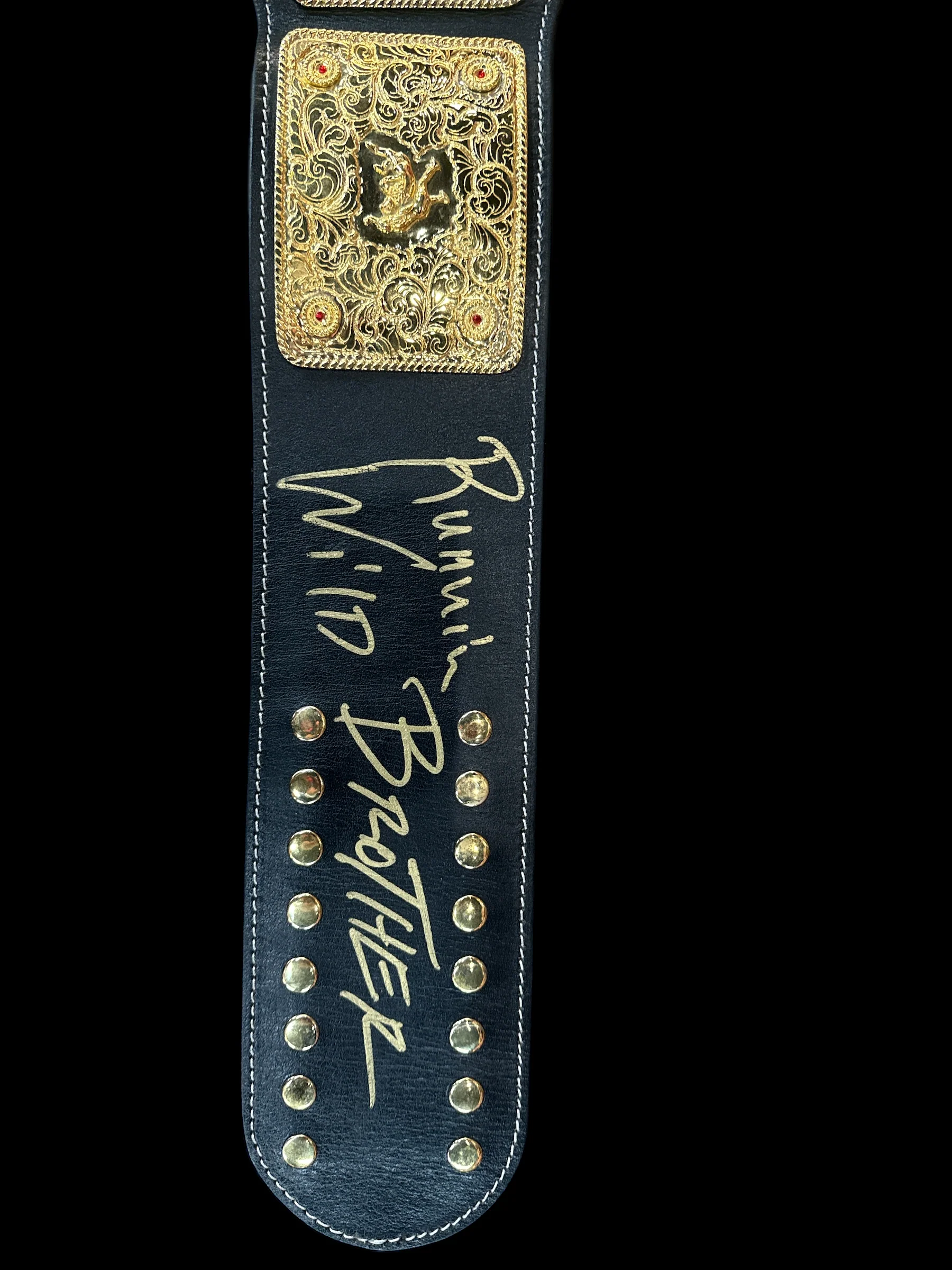 Hulk Hogan Autographed 24kt full leather Big Gold Title belt - Image 4