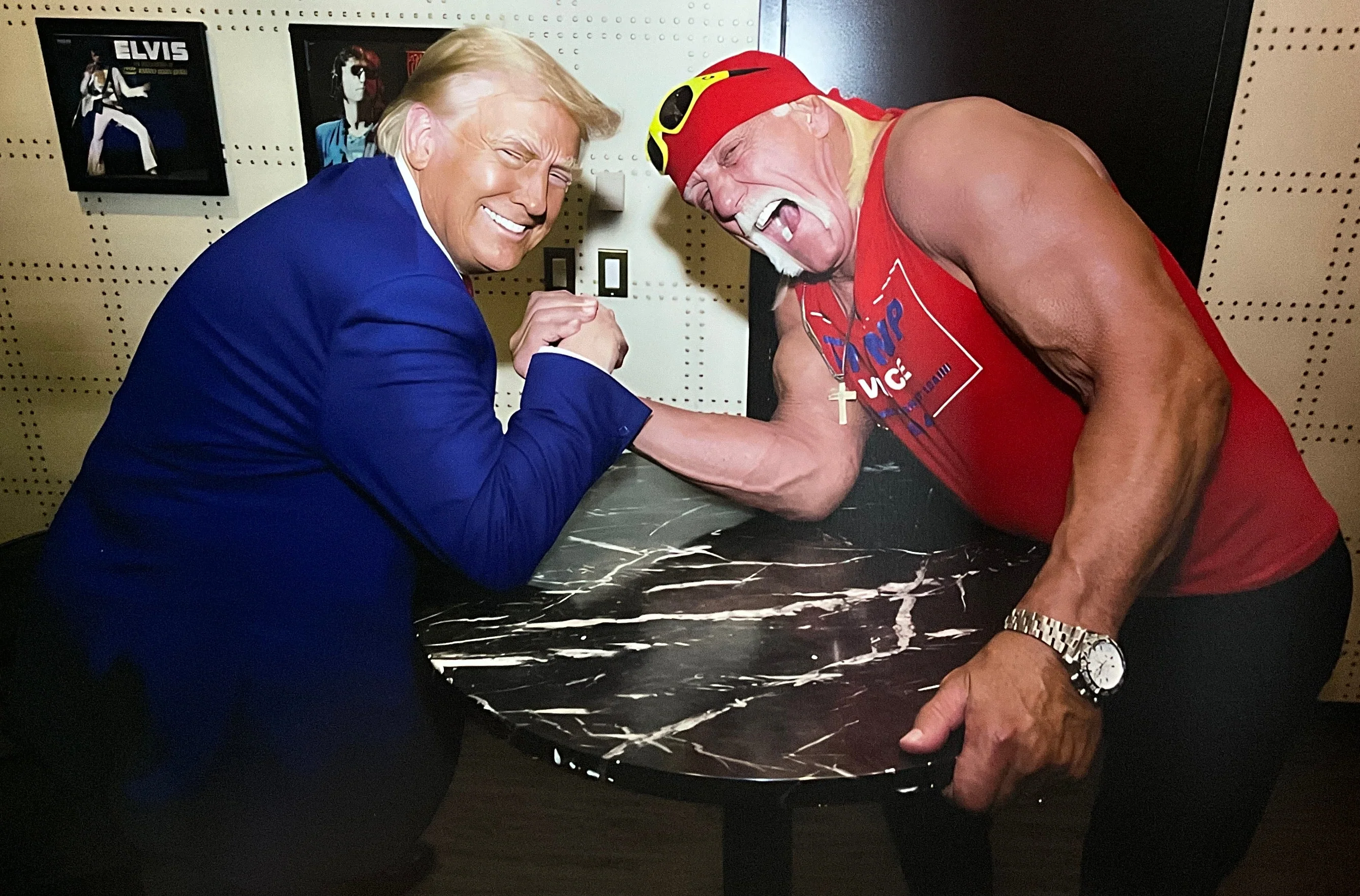 Hulk Hogan Donald Trump Arm Wrestle 16x24 Poster UNSIGNED