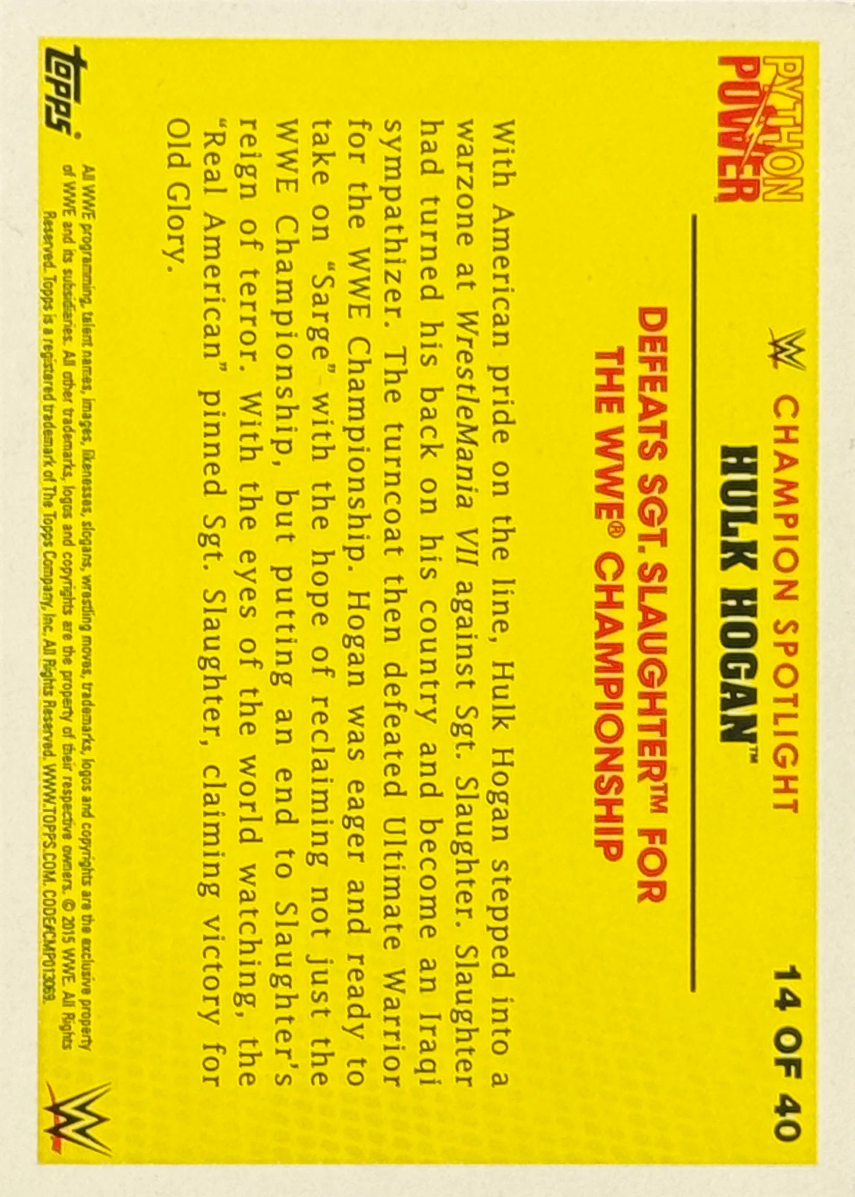 Hulk Hogan Sergeant Slaughter Topps Trading Card Signed - Image 2