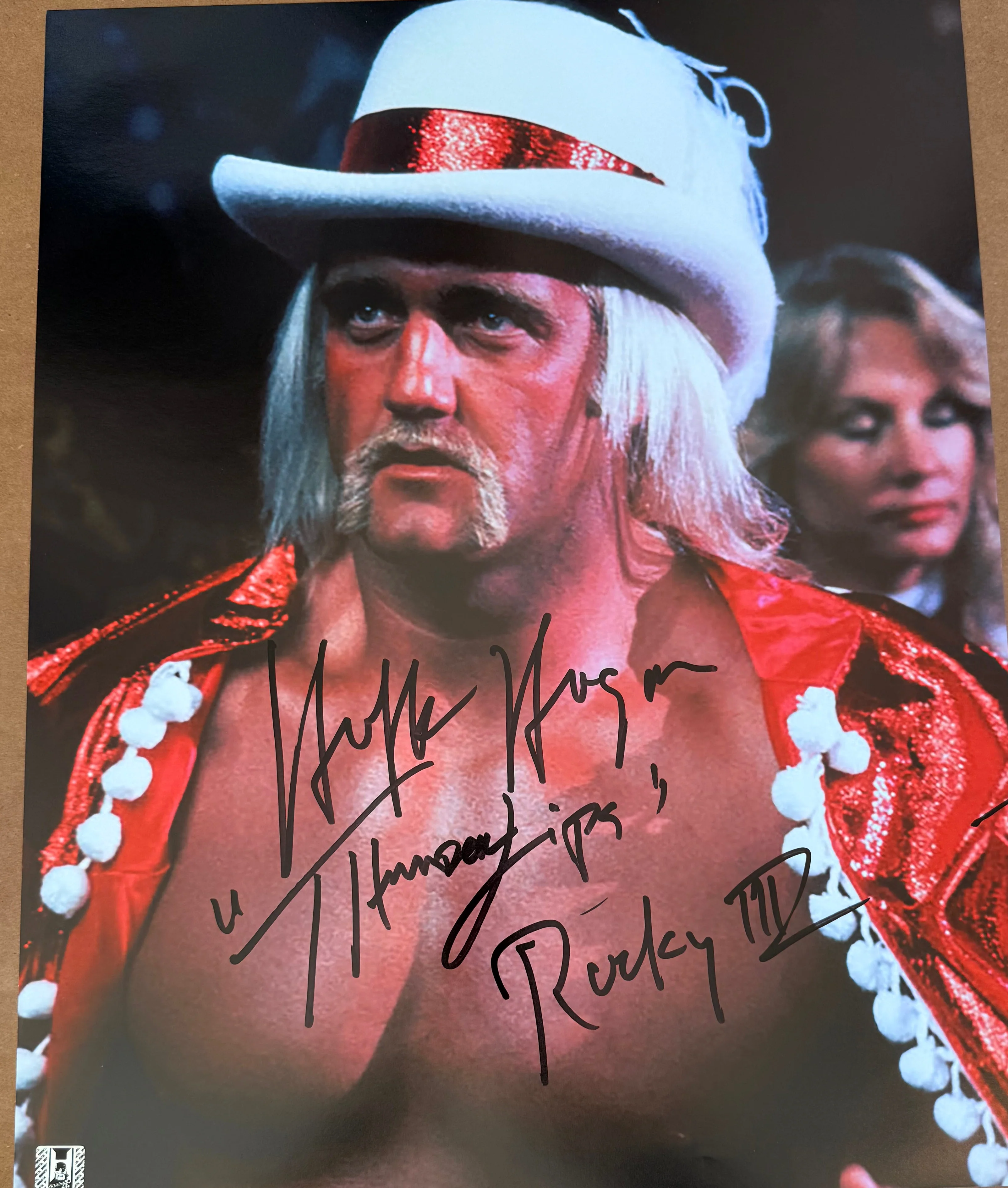 Hulk Hogan Thunderlips Hat and Cape Autographed 16x20 Poster - Image 2