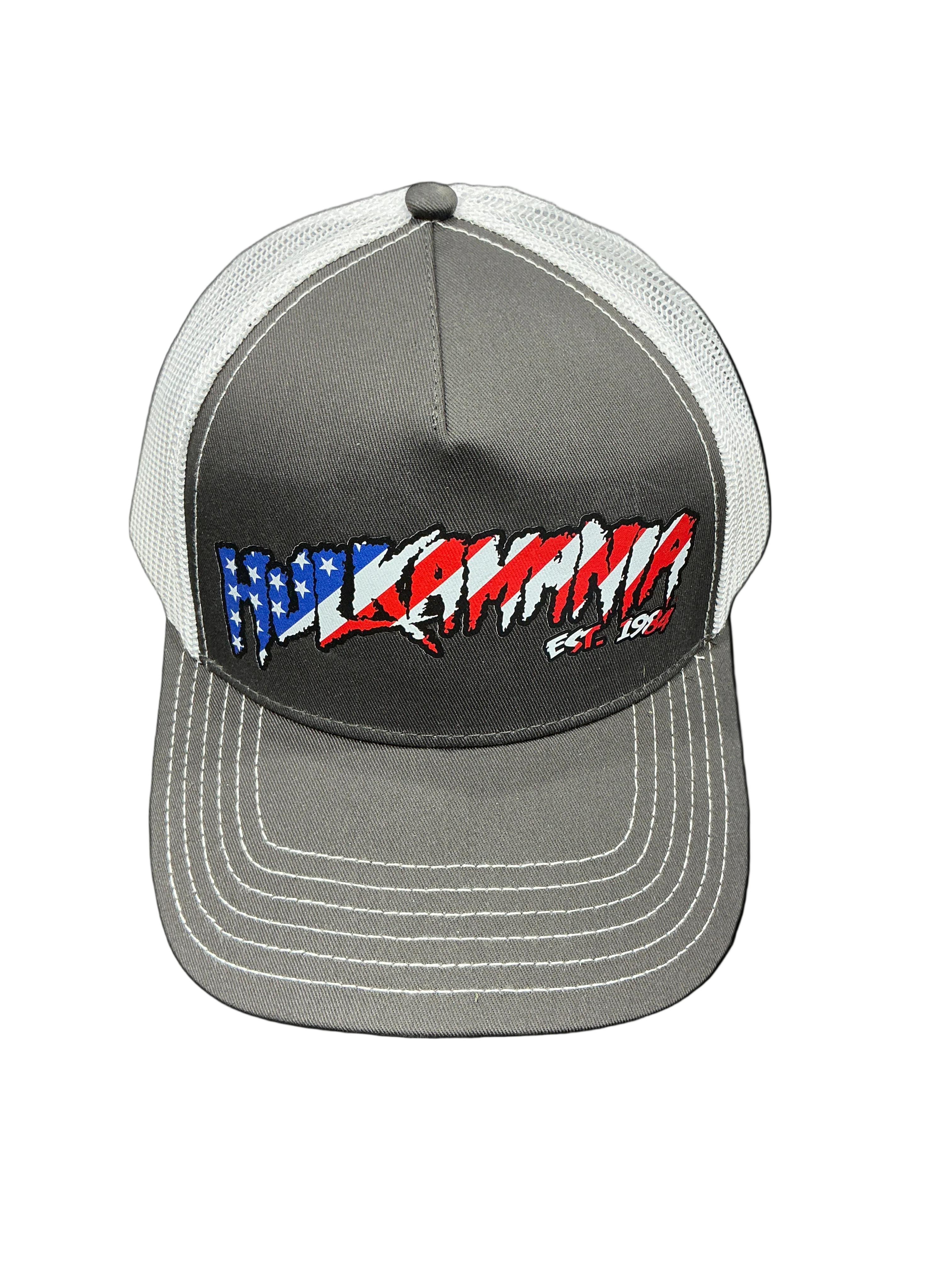 Gray/White Hulkamania American Flag Letters Trucker Hat