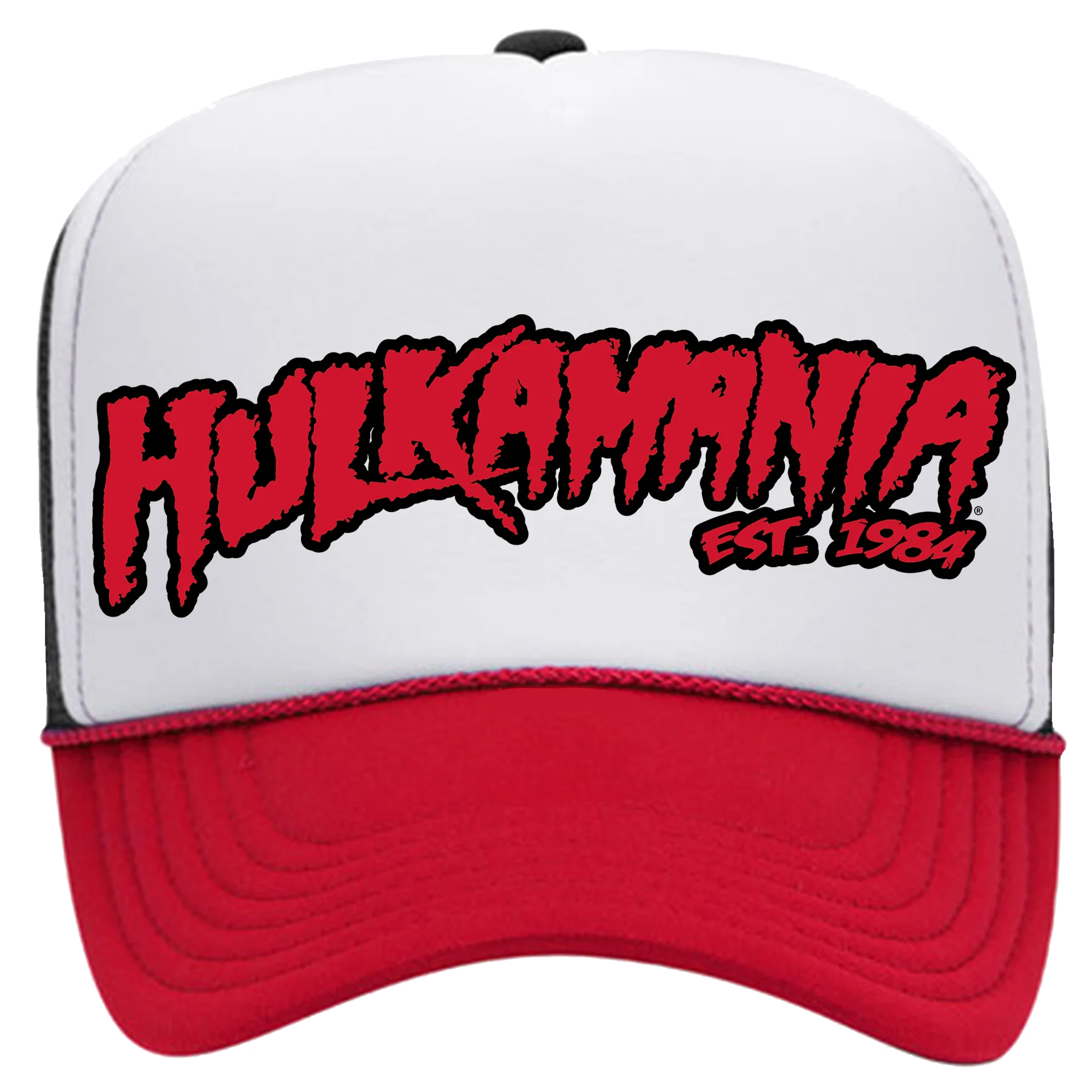 Red/White/Black Hulkamania Red/Black Letters Trucker Hat