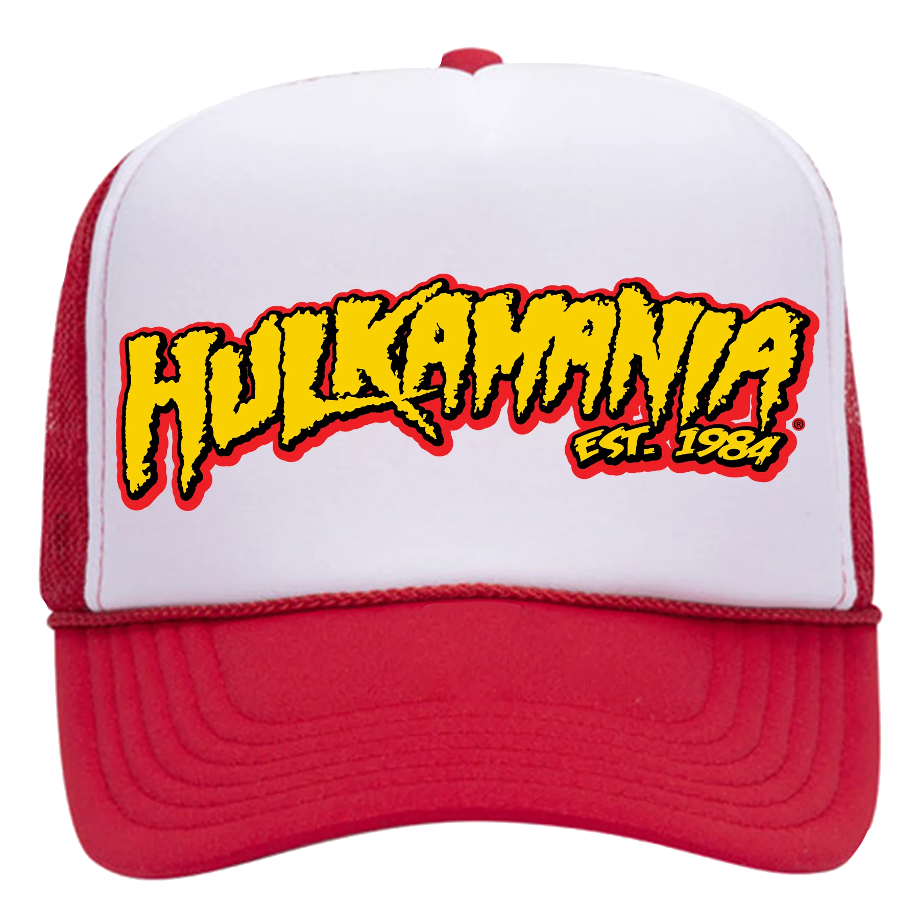 Red/White Hulkamania Yellow/Red Letters Trucker Hat