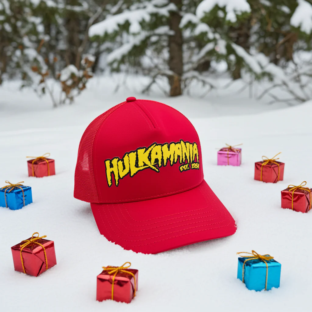 Red Hulkamania Yellow/Black Letters Trucker Hat - Image 3