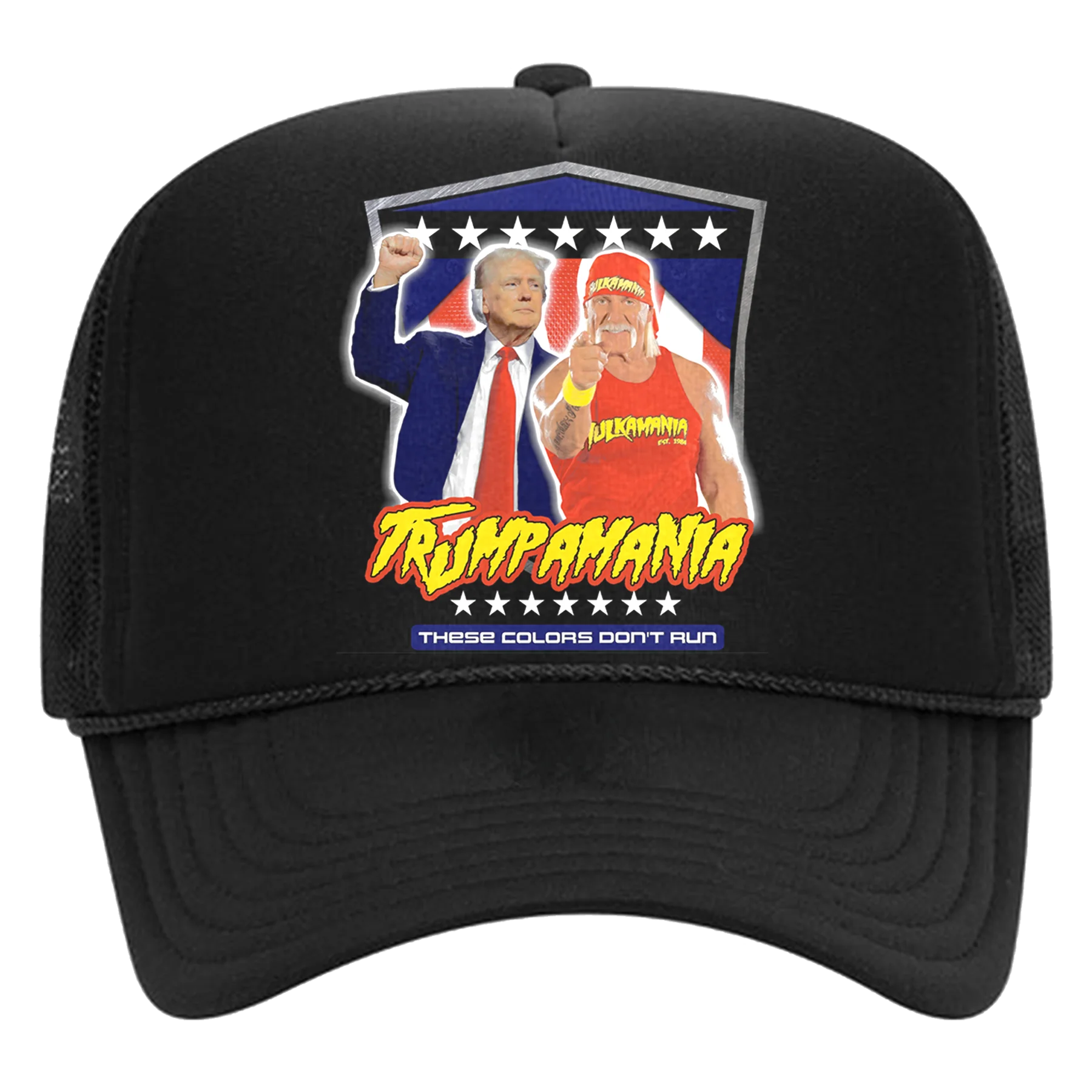 Black Trumpamania Shield Trucker Hat