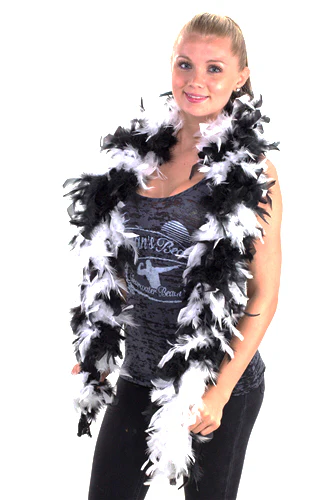 Black and White Feather Costume Boa - Image 2